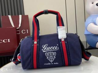 すぐ届く！GUCCI プリント キャンバス スモール ダッフルバッグ プリント キャンバス スモール ダッフルバッグダークブルー