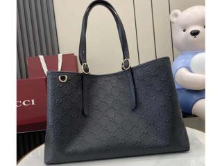 【815213 AAFDV 1000】 GUCCI グッチ バッグ コピー 25新作 〔GGエンブレム〕ラージ トートバッグ ブラック GGエンボス レザー