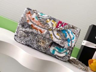 【A01112-B20590-U0971】 CHANEL シャネル バッグ コピー 25新作 11.12 クラシック ハンドバッグ エンブロイダリー サテン、スパンコール & コスチューム パール ショルダーバッグ