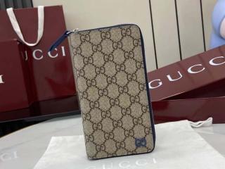 【822051 FACQC 9441】 GUCCI グッチ 長財布 スーパーコピー 25新作 ジップアラウンドウォレット ブルー インテリア ラウンドファスナー財布