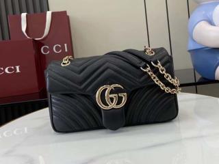 【837267 AAE38 1000】 GUCCI グッチ バッグ コピー 25新作 〔GGマーモント〕ミディアム レディース ショルダーバッグ ブラック