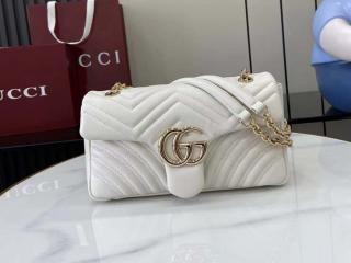 【837267 AAE38 9050】 GUCCI グッチ バッグ コピー 25新作 〔GGマーモント〕ミディアム レディース ショルダーバッグ ホワイト