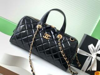 【AS5579-B20674-94305】 CHANEL シャネル バッグ スーパーコピー 25新作 パテント クランプル カーフスキン ラージ ボーリング バッグ