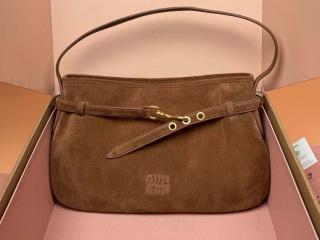 【5BC181_2CSS_F0316_V_OOO】 MIUMIU ミュウミュウ バッグ コピー 25新作 アバンチュール スエード レディース ショルダーバッグ ブラウン