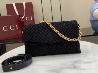【857622-8】 GUCCI グッチ バッグ スーパーコピー 26新作 GGスエード チェーン付き ミディアム ショルダーバッグ