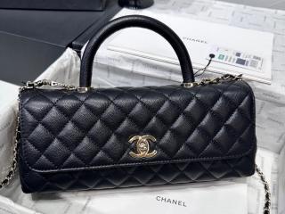 【AS6091-1】 CHANEL シャネル バッグ スーパーコピー 26年春夏 マキシ トップハンドル フラップ バッグ シャイニー グレインド カーフスキン ショルダーバッグ