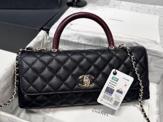 【AS6091-4】 CHANEL シャネル バッグ コピー 26年春夏 マキシ トップハンドル フラップ バッグ シャイニー グレインド カーフスキン ショルダーバッグ